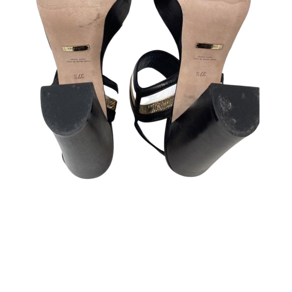 Sebastian Womens Black White and Gold Ankle Strap Platform Sandals Size EU 37.5 - Picture 10 of 12